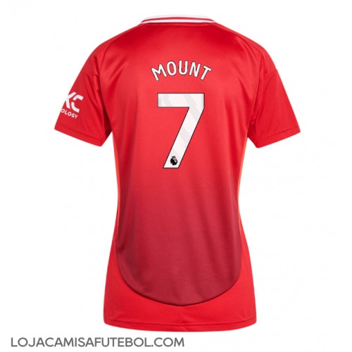 Camisa de Futebol Manchester United Mason Mount #7 Equipamento Principal Mulheres 2024-25 Manga Curta